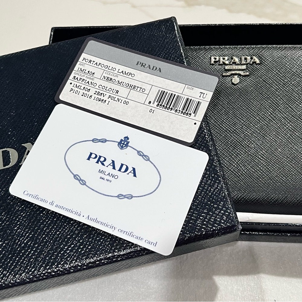 Prada Nero/Mughett Saffiano Leather Zip-Around Wallet - Picture 10 of 10